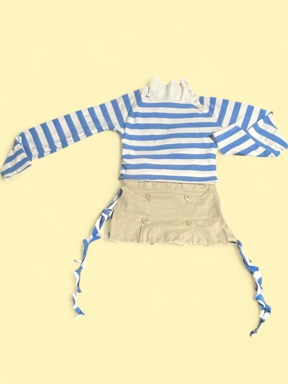 Striped Blue & White Long Sleeve Turtleneck and Mini Skirt Set
